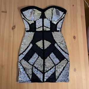 2B Bebe Sequin Babydoll Mini Dress Size XS